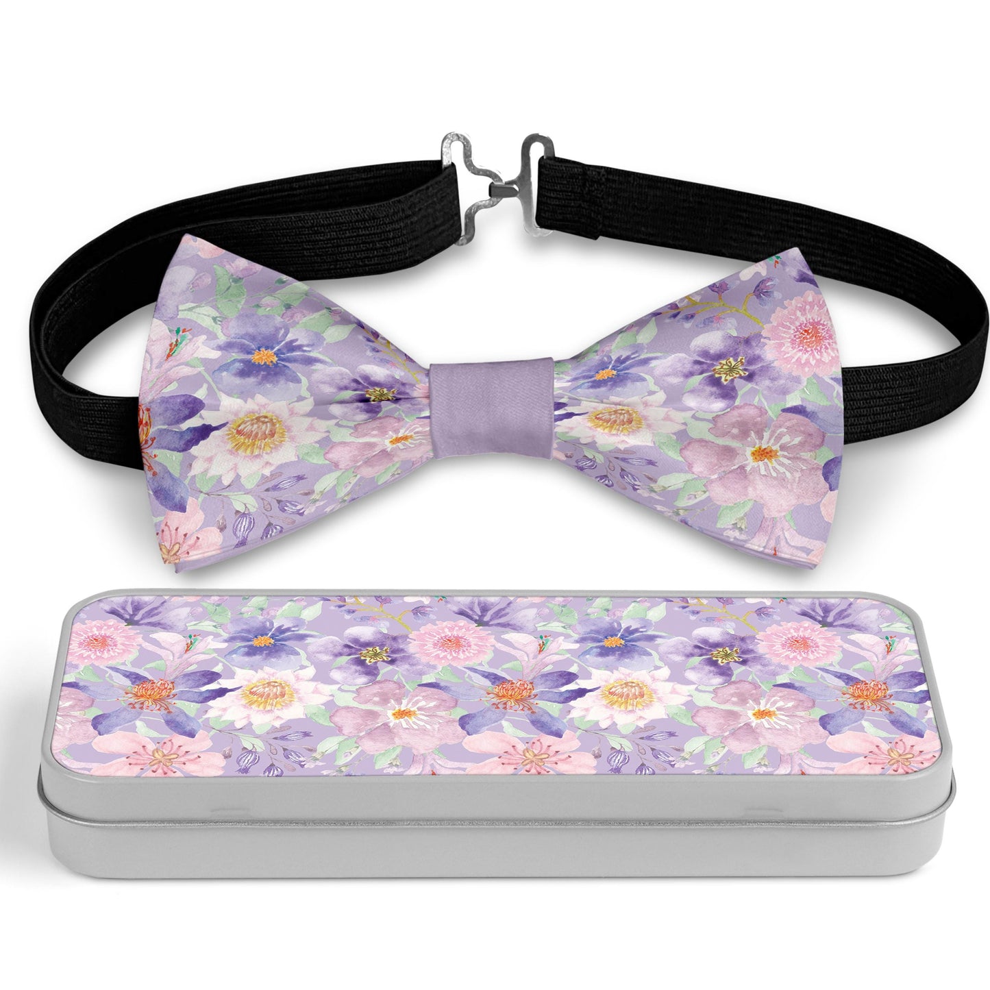 Floral Pink Purple Bow Tie Bowties