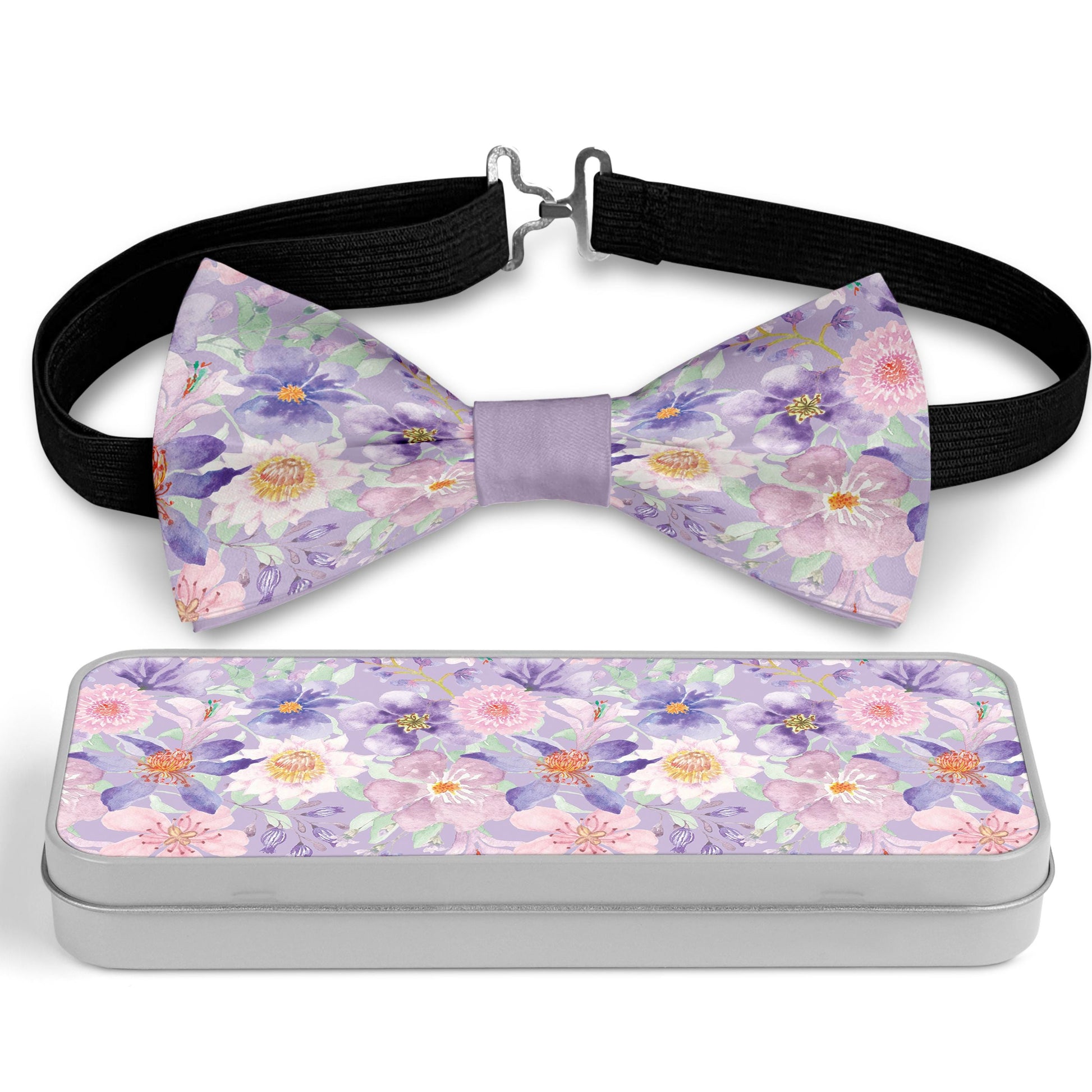 Floral Pink Purple Bow Tie Bowties