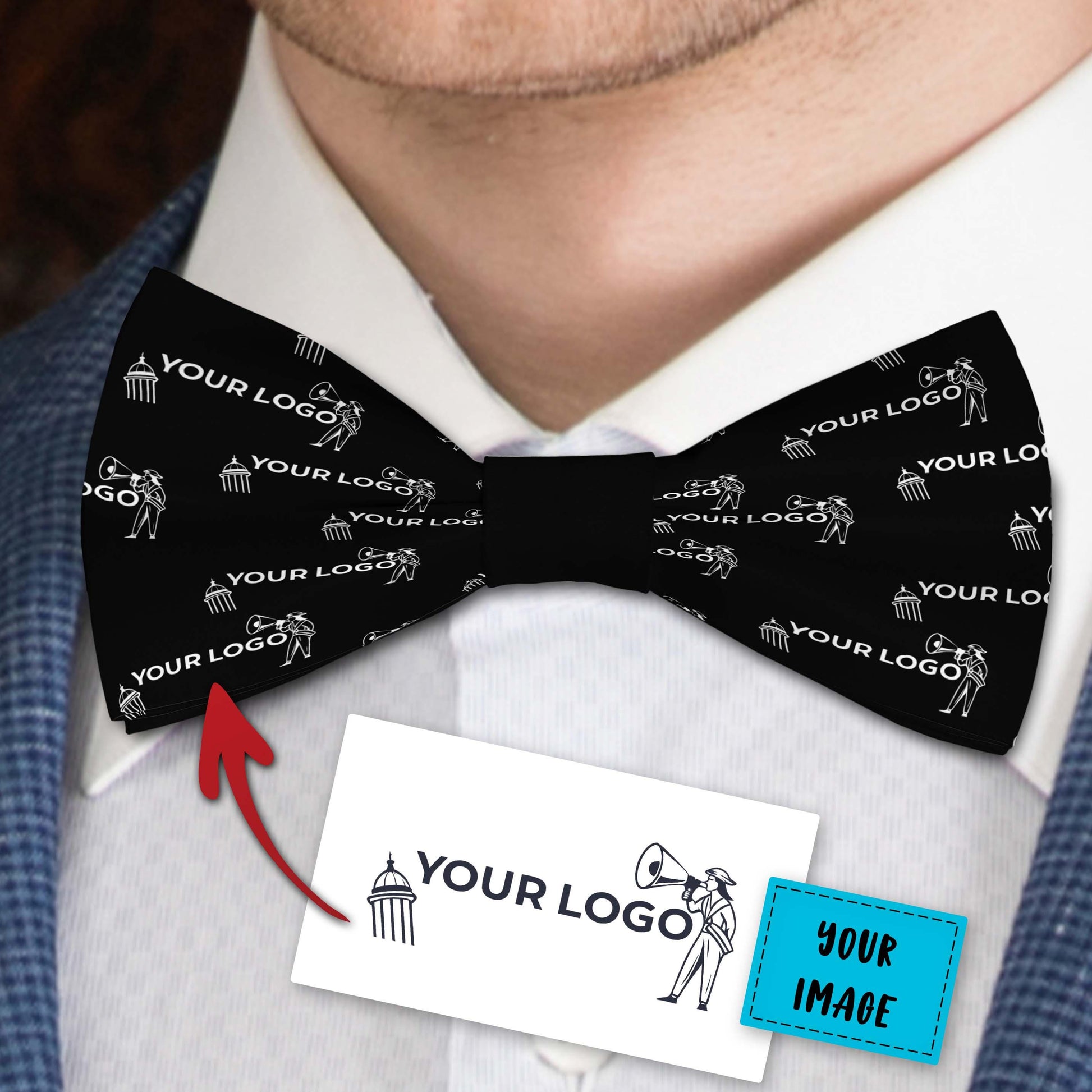 Custom Photo Bow Tie With Your Business Logo Bowties