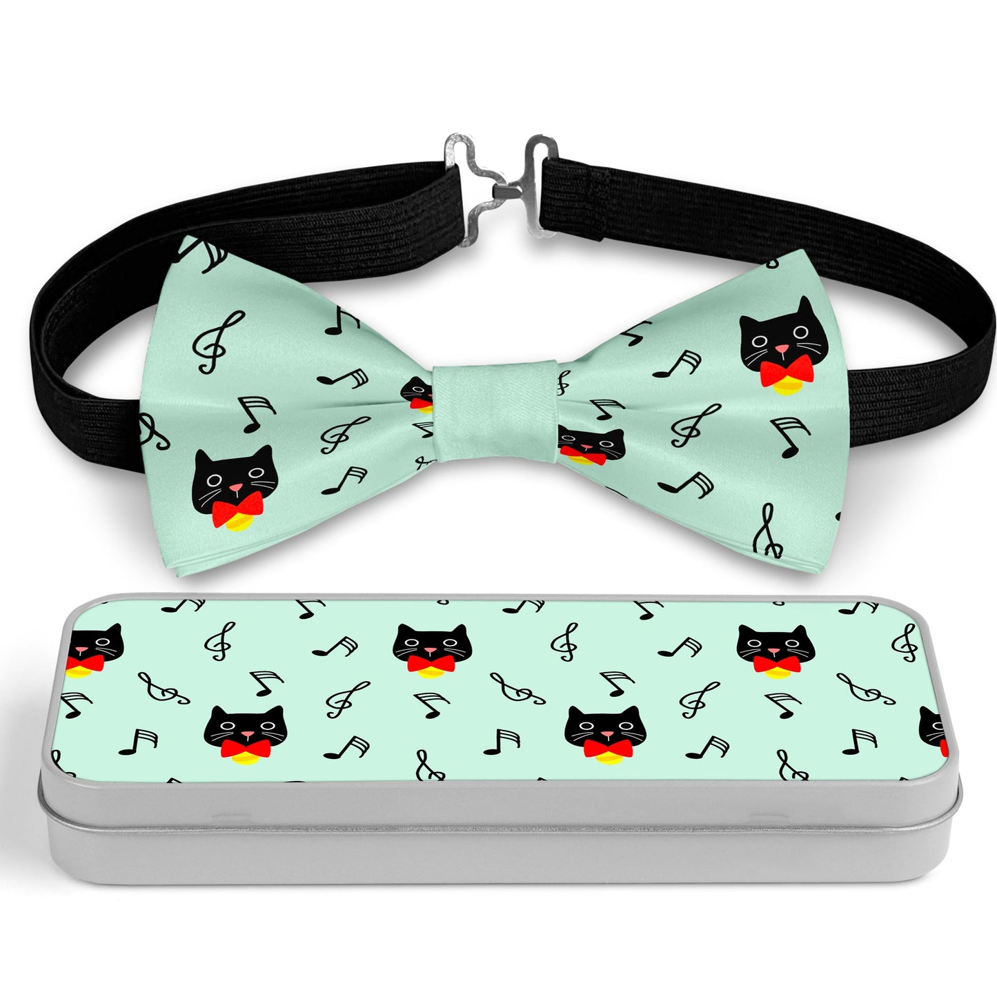 Black Cat And Notes Bow Tie Bowties