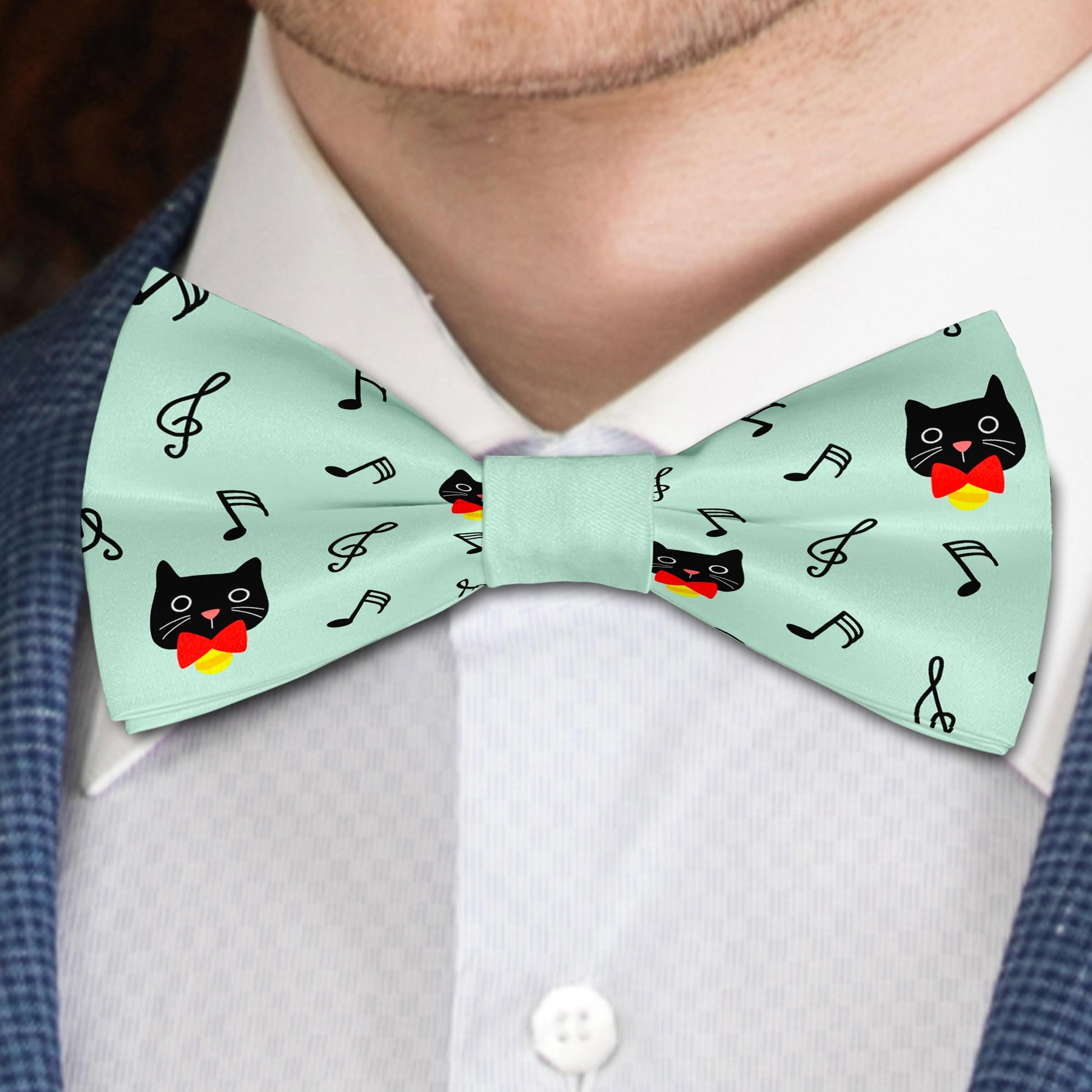 Black Cat And Notes Bow Tie Bowties