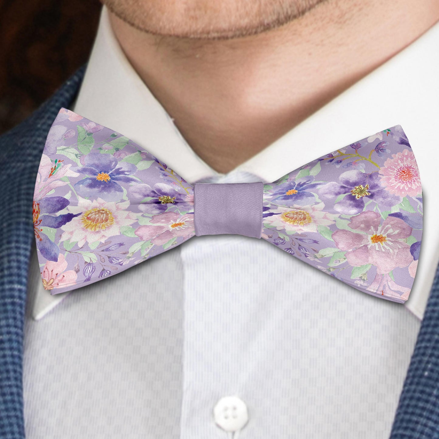 Floral Pink Purple Bow Tie Bowties