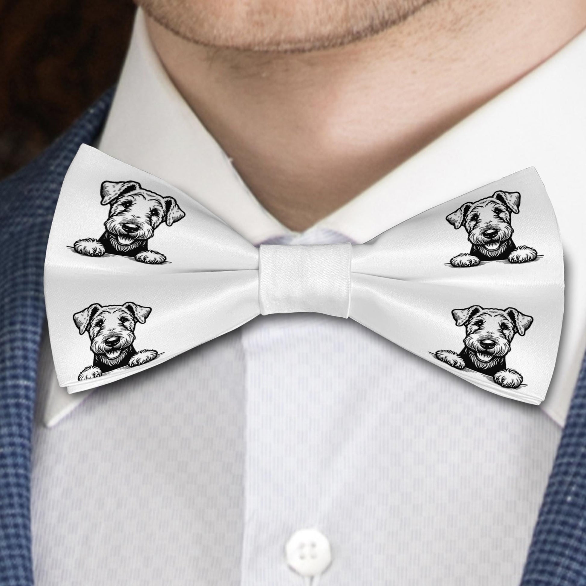 Airedale Terrier Dog Bow Tie, Handmade Satin Accessory, Dogs Lover Gift Bowties