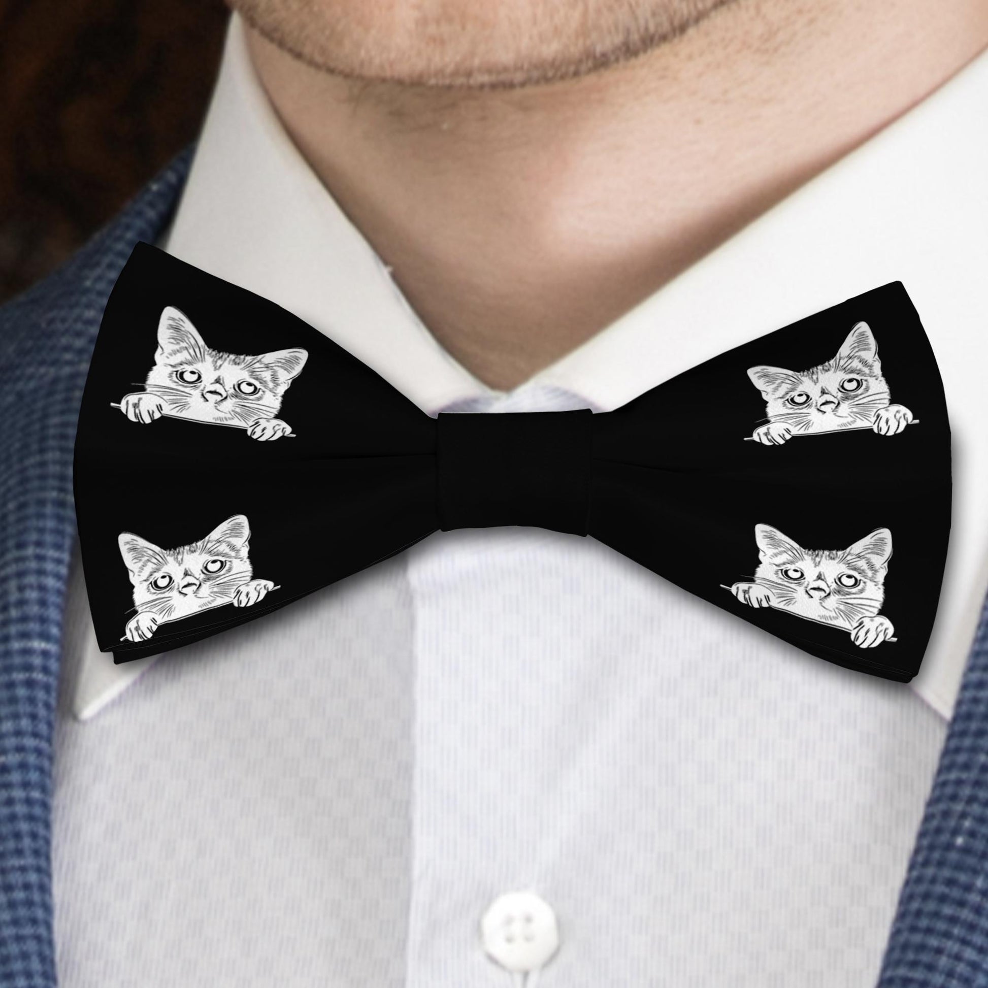 Russian Blue Cat Bow Tie, Handmade Stylish Pet Accessory, Gift for Cats Lovers Bowtie Bowties