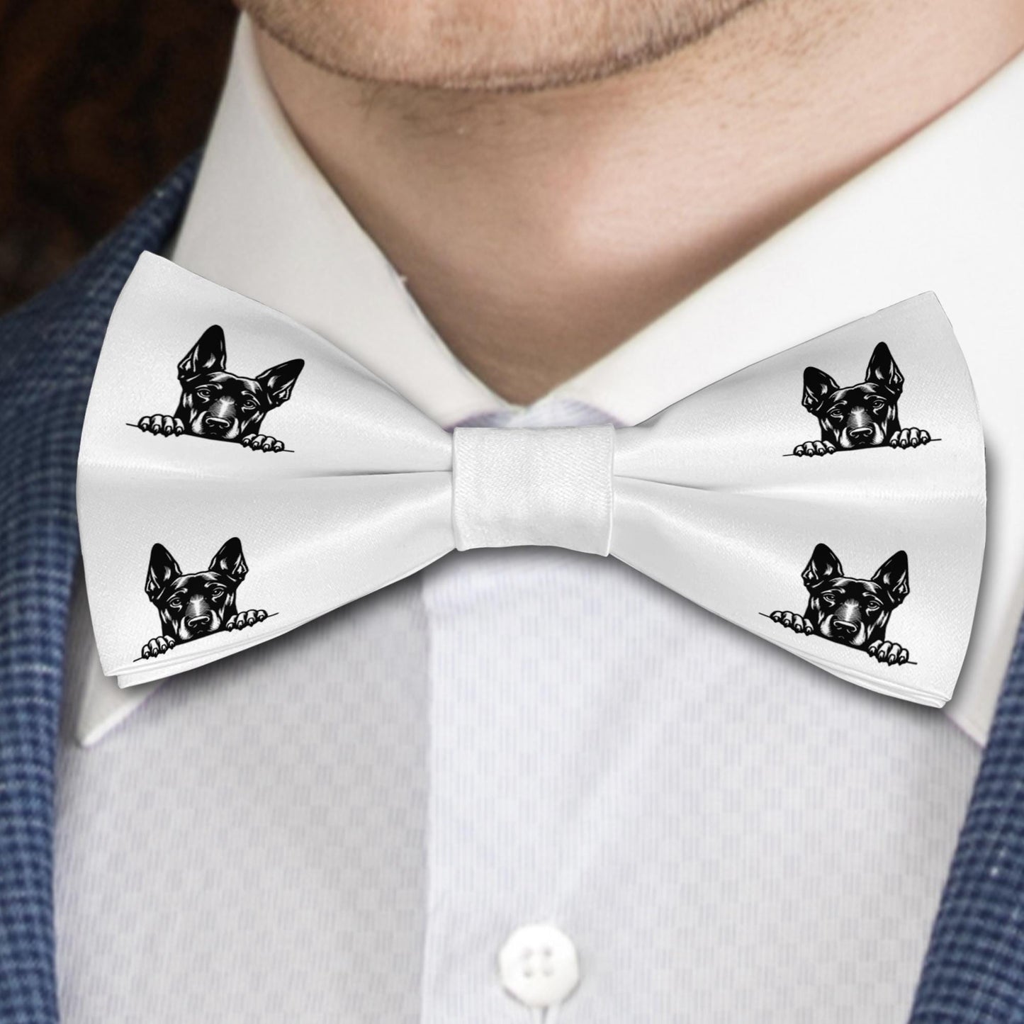 German Pinscher Dog Bow Tie, Handmade Satin Accessory, Dogs Lover Gift Bowties