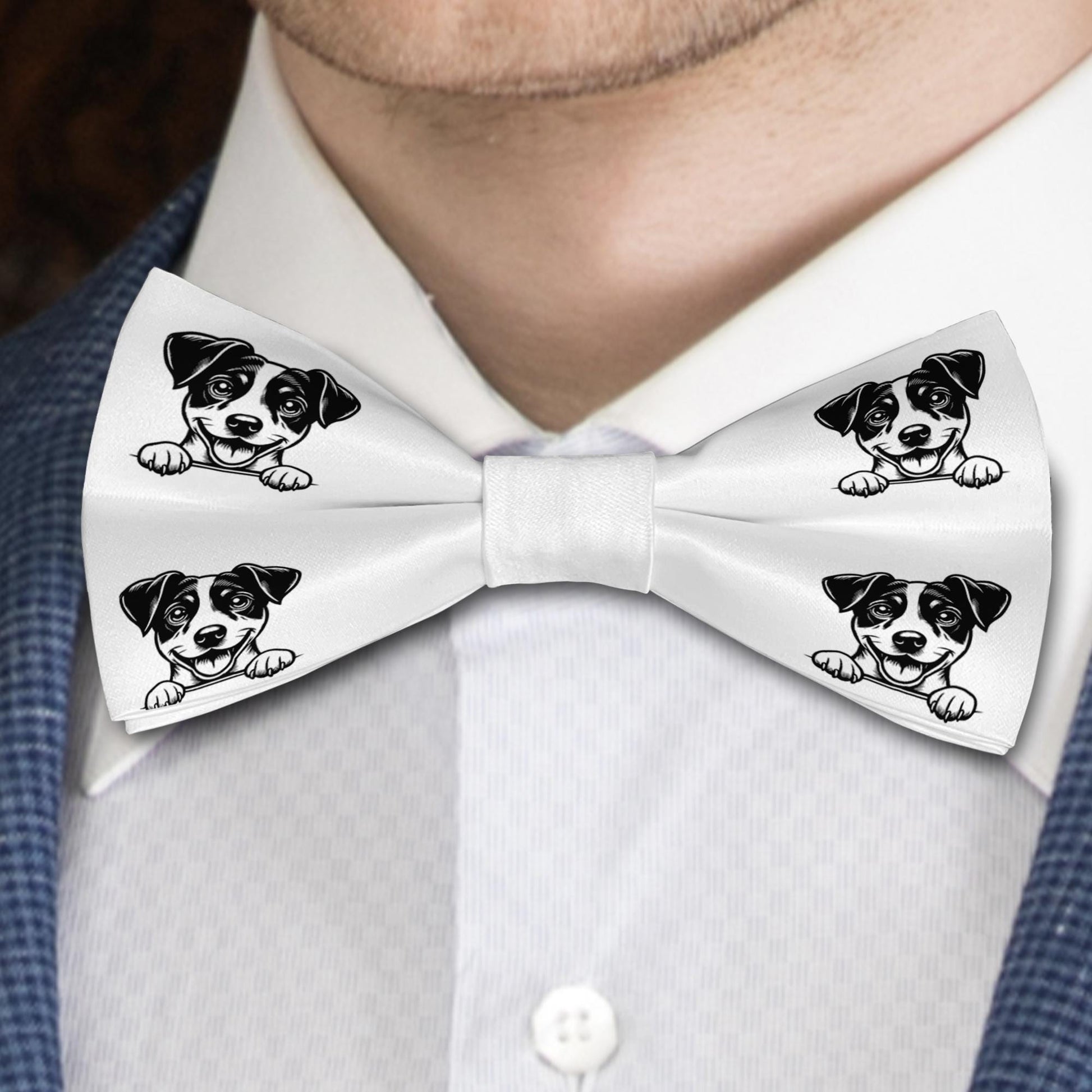 Jack Russell Terrier Dog Bow Tie, Handmade Satin Accessory, Dogs Lover Gift Bowties