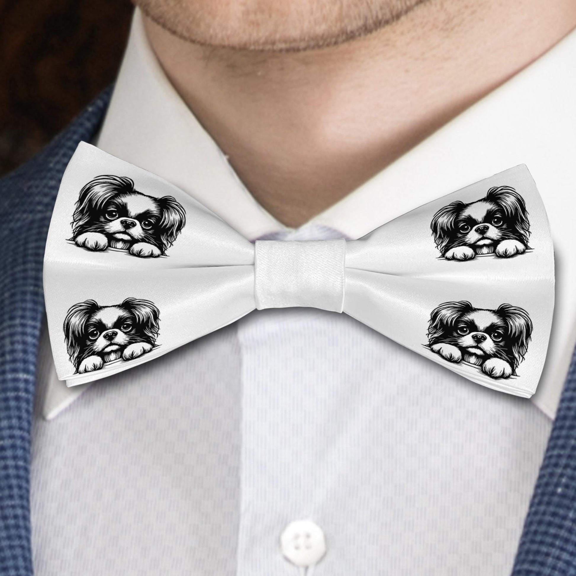 Japanese Chin Dog Bow Tie, Handmade Satin Accessory, Dogs Lover Gift Bowties